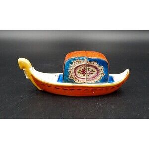 Meiko Porcelain Gondola Boat Salt & Pepper Shakers Hand-Painted Occupied Japan
